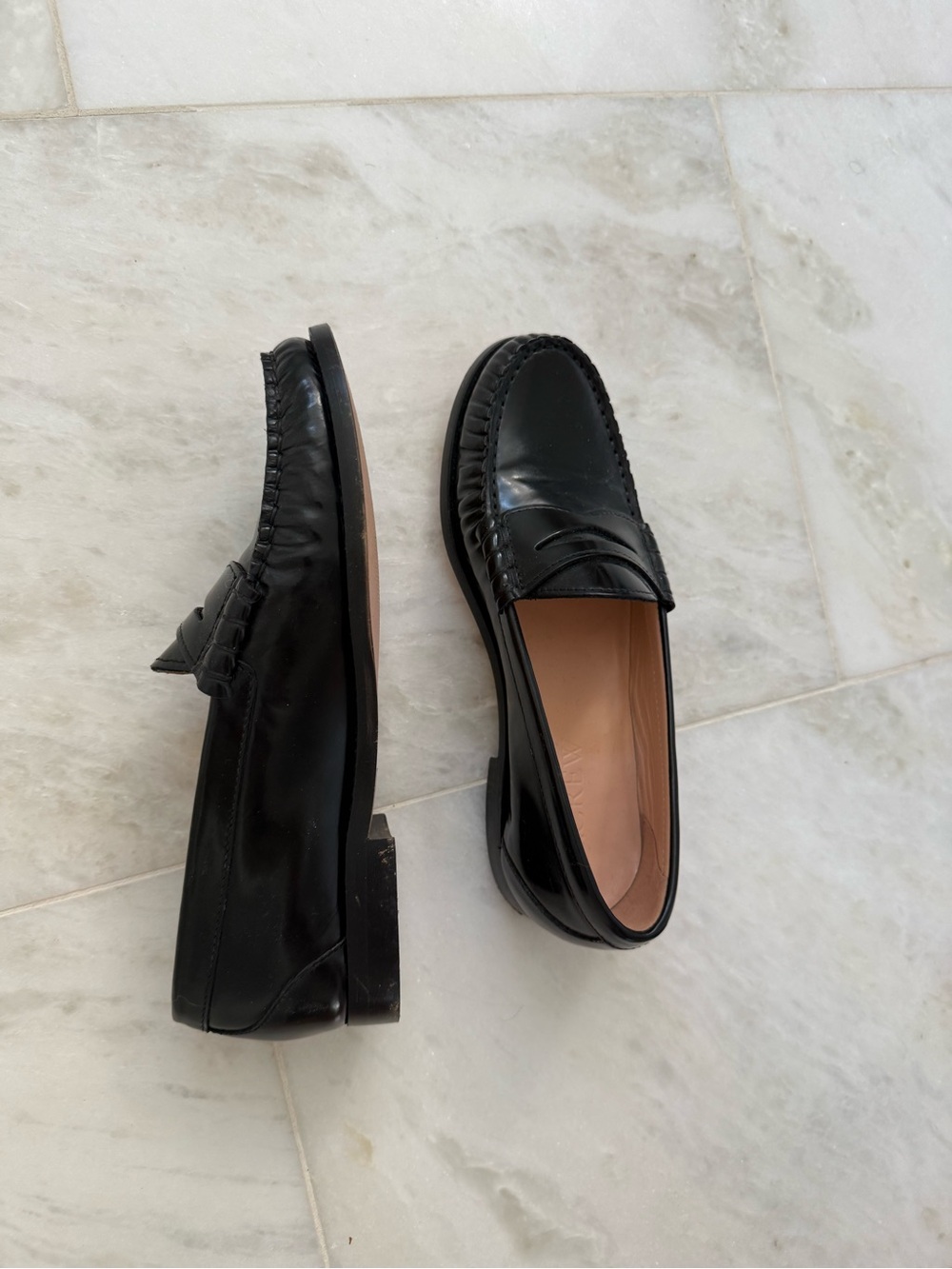 Women’s Winona Black Leather Penny Loafers - Picture 2 of 4